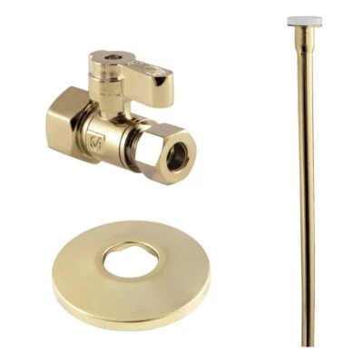 Kingston Brass KF43152TKF20 1/2"FIP x 3/8"OD Comp Straight Valve, Polished Brass - Image 1 of 2