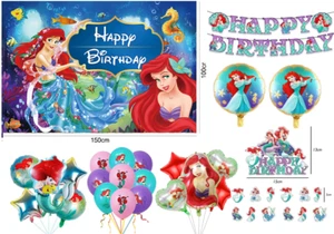 Mermaid Ariel backdrop banner cake cupcake topper kids birthday party decoration - Picture 1 of 13