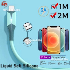 Chargeur de câble en silicone liquide USB pour iPhones iOS 14 13 12 11 Pro Max - Photo 1 sur 11