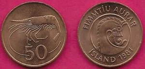 ICELAND 50 AURAR 1981 XF NORTHERN SHRIMP,DRAGON'S HEAD RIGHT - Picture 1 of 1