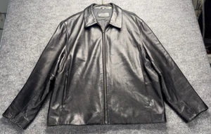 Alfani Leather Jacket Men's Size XL Large Black Full Zip Soft Genuine Leather - Picture 1 of 15