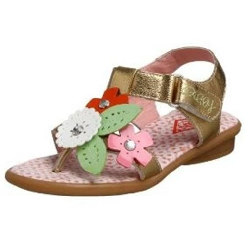 SANDALIAS DE CUERO PARA NIÑAS OILILY FLORES DORADAS TALLA 25 EU RARAS NUEVAS Foto 1 de 1