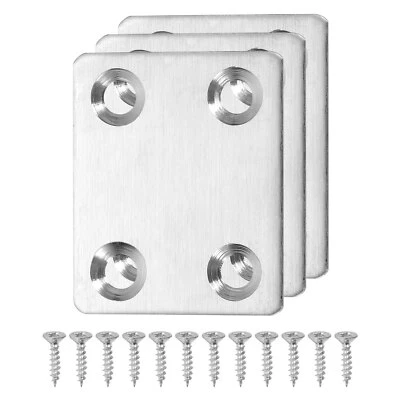 3 Juegos Plano Reparación Placas, 1,5 x 1,77" Inoxidable Acero Tirador Soporte - Imagen 1 de 4