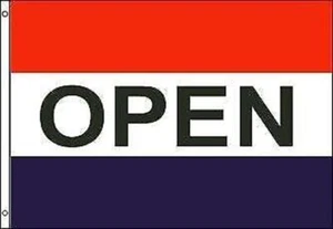 High Quality Open Polyester Flag Banner Sign | 3'x 5' | All Weather | Sturdy - Picture 1 of 1