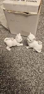 Weiße Katze Katzen SALZ & PFEFFER Keramik STREUER SET Vintage - Bild 1 von 1