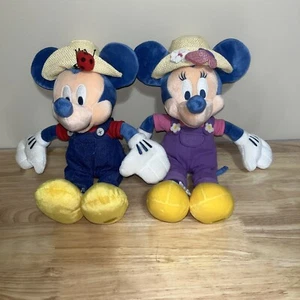 Mickey & Minnie Mouse Gartenparty 12 Zoll blaue Ohren Plüsch Disney Store SELTENES Paar - Bild 1 von 11