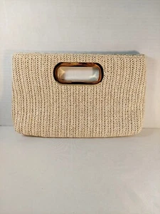 JNB Top Handle Twist Straw Clutch Purse - No chain strap - Picture 1 of 6
