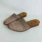 Earth Origins Women Leather Mules Shoes Flats Slip On Rubber Sole Tan Sz 7.5M