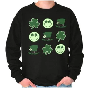 St Patrick's Day Shamrock Four Leaf Clover Womens or Mens Crewneck Sweatshirt - Picture 1 of 7