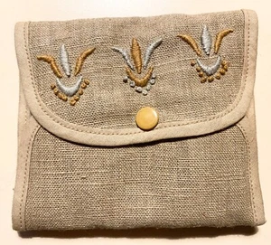 VINTAGE REISE KLEIDUNG WÄSCHELEINE PINS LEINEN BESTICKT BEUTEL NIE BENUTZT - Bild 1 von 4