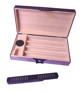 Humidor de cigarros TROIKA cuero negro viaje interior de cedro para 3 cigarros 6 pulgadas - Imagen 1 de 9