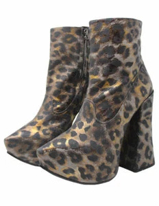 NEW Vivienne Westwood Leopard Print Leather Ankle Boots, AW14, Size 38 EU / US 8 - Picture 1 of 4