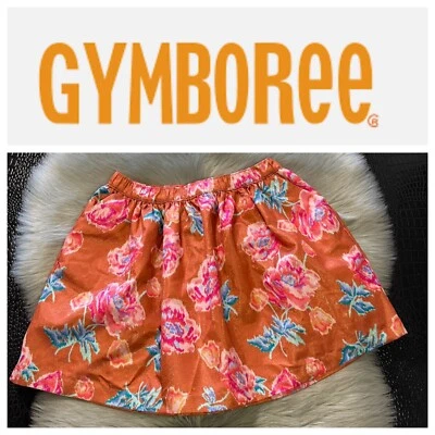 NUEVO CON ETIQUETAS Falda Gymboree Niñas Ocasión Floral Metálica Naranja Talla 10/12 $44 NUEVA Foto 1 de 4