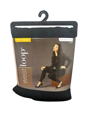 Women's WestLoop Black Textured Fleece Leggings 1 Pair - Size S/M - Size 4-8 NWT - Image 1 of 4