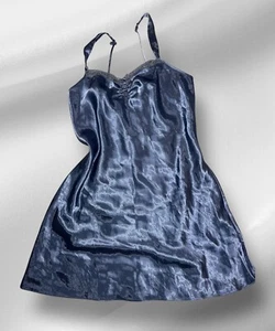 Vintage Silk Style Lace Slip Dress Blue Morgan Taylor Intimates Size Medium - Picture 1 of 6