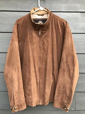 WEATHERPROOF Brown FAUX SUEDE Full Zip Men's Bomber Jacket Coat 5 Pocket Size XL - Image 1 of 4