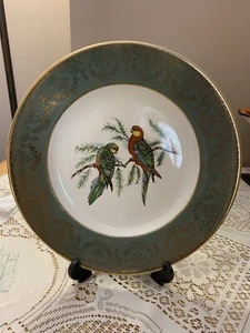 Vintage Decorative Ceramic Serving/cake/ Wall Plate.Gold & parrot pattern - Picture 1 of 7