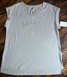 brisas top ladies love is all we need screen printed silver grey - Picture 1 of 5