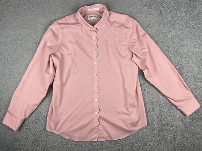 Orvis Shirt Womens 12 Blouse Scallop Detail Wrinkle Free Button Up Rose Pink - Image 1 of 4