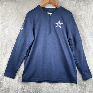 Dallas Cowboys Nike Dri-Fit 1/4 Zip Sweater Men's Large Football NFL Blue FLAW - Picture 1 of 11