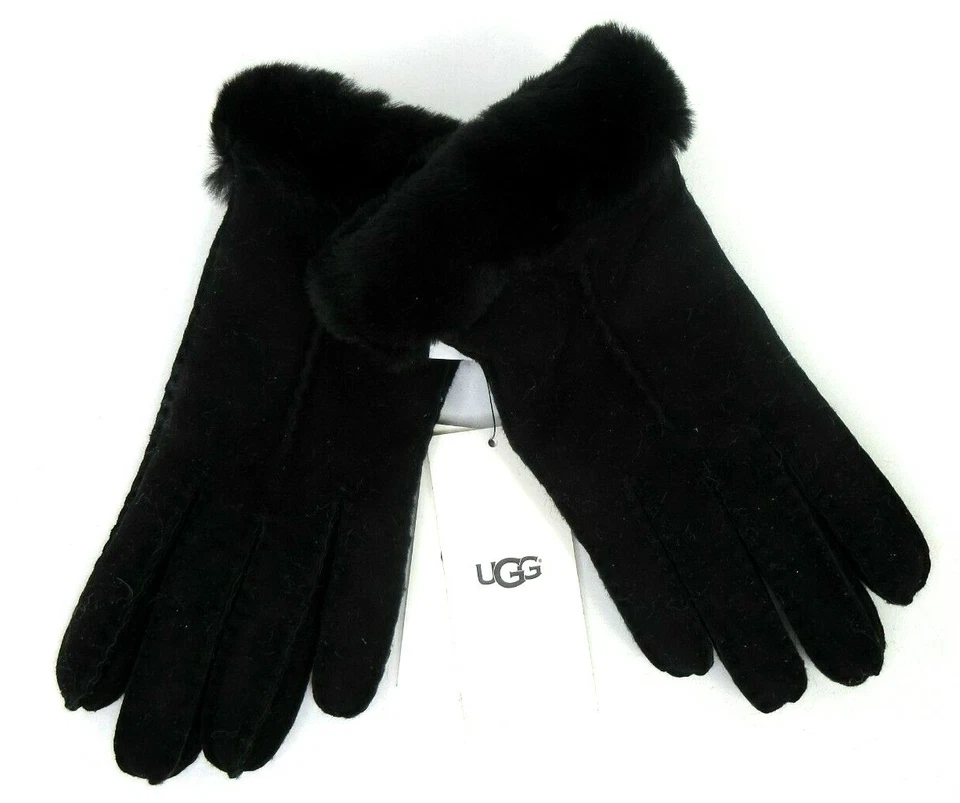 UGG W Single Point Sheepskin Glove Black Size M Women 17619