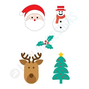 CHRISTMAS ICONS SANTA REINDEER SNOWMAN HOLLY - IRON ON TSHIRT TRANSFERS - A6 - Picture 1 of 3