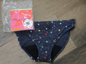 THINX TEENS ALL DAY BIKINI PERIOD PANTIES IN LUCKY STARS BLUE SIZE XL/ 15-16 - Picture 1 of 2
