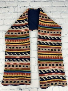 GAP KIDS Multi Colored Stripes Knit Neck Scarf Long Crotchet Fleece Lined - Picture 1 of 8