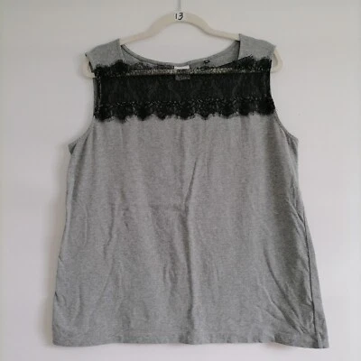 Camiseta sin mangas Cabi Style Number 3815 gris con detalles de encaje Y2K Preppy para mujer talla grande Foto 1 de 4