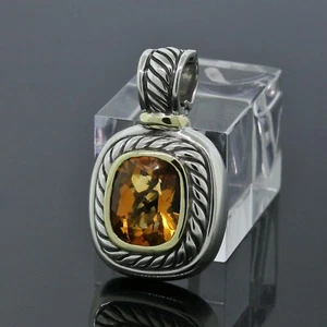 David Yurman Sterling Silver 14K Yellow Gold Citrine Albion Pendant Enhancer - Picture 1 of 4