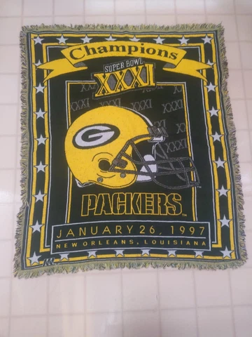 Vintage Green Bay Packers 1997 Super Bowl Champions Tapestry Northwest Blanket Cover