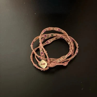 Collar de cuero rosa amatista cuarzo rosa Nakamol en excelente estado Foto 1 de 4