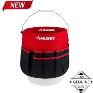 Husky 12” 30-Pocket Heavy-Duty Bucket Jockey Tool Bag for 5 Gal Bucket Storage - Picture 1 of 9