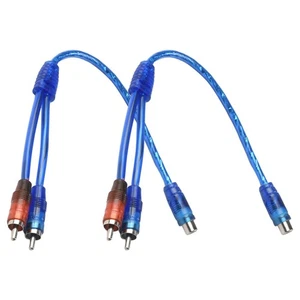 NEW PRO 12 INCHS HOME AUDIO Y SPLITTER CABLE ADAPTER 2 Males To Female BLUE - Picture 1 of 17