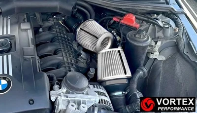 for BMW N54 air intake dual cones 335i 335xi E90 E92 SILVER VS - Image 1 of 4