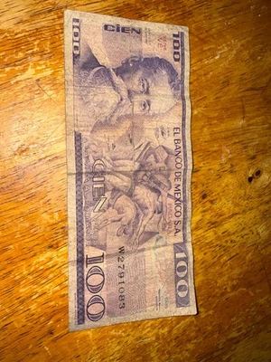 1982 Mexican 100 Pesos Banknote. Mexico Revolution Colorful Currency. - Image 1 of 2