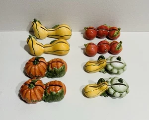 (8) Ceramic Place Card Holders Fall Thanksgiving Gourd Apples Squash Pumpkins - Picture 1 of 6