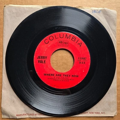 JERRY VALE Where Are They Now/There's A Baby 45 7" Record Vinyl Records - Image 1 of 2