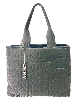 DKNY Roni Ew Black Fur Reversible Tote Travel Bag with Silver Logo Charm NWT - Image 1 of 4