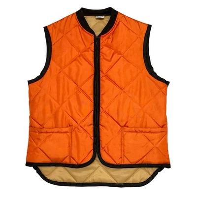 Vintage Sears Work Leisure Zip-Up Quilted Insulated Orange Vest Med Made in USA - Image 1 of 4
