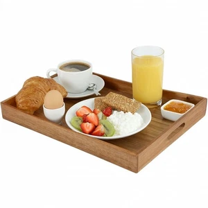 Serviertablett Holztablett Akazie 50x35cm Braun EDEL Holz Tischgedeck Servieren - Bild 1 von 8