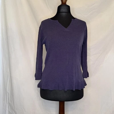 Country Casuals Purple Knit Frill Hem Split Neck Jumper UK 12 (EU 40) - Image 1 of 4