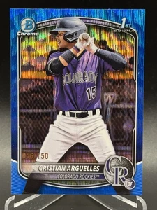 2025 Bowman Chrome Cristian Arguelles 1st Bowman Blue Ray-wave /150 Rockies - Picture 1 of 2