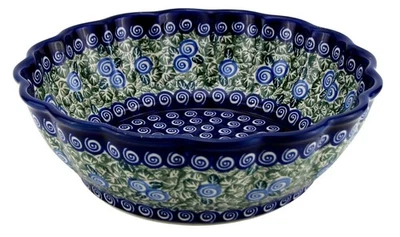 POLISH POTTERY MARKET Polish Pottery Scalloped Bowl 9.5" (8 Cups) by Zaklady Boleslawiec