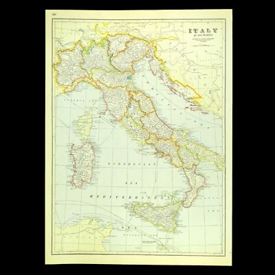 Vintage ITALY Map Wall Art Post WWI World War 1 Original Rome Venice Naples - Image 1 of 4