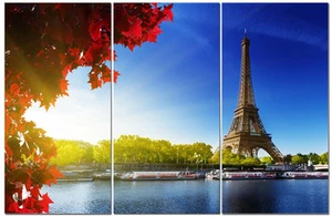 Arte de lienzo dividido 12""x24"" 3 piezas París - Imagen 1 de 2