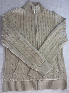L-RL Lauren Active Ralph Gold Glitter Full Zip Cardigan Sweater Women’s Large - Picture 1 of 14