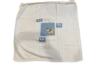 NWT 100% cotton handmade knitwear blanket boy 35 x 35 - Picture 1 of 5