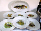 W GRMAN WILDEN BAVARIA Fish 7x Dinner Plates 9.5”Porcelain  Vintage 1950s,UNUSED