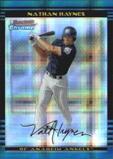 2002 Bowman Chrome X-Fractors Anaheim Angels Baseball Card #133 Nathan Haynes